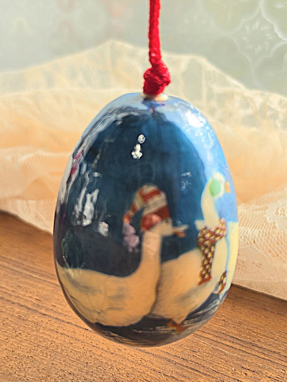 Vintage 1988 Paper Mache Egg With Geese